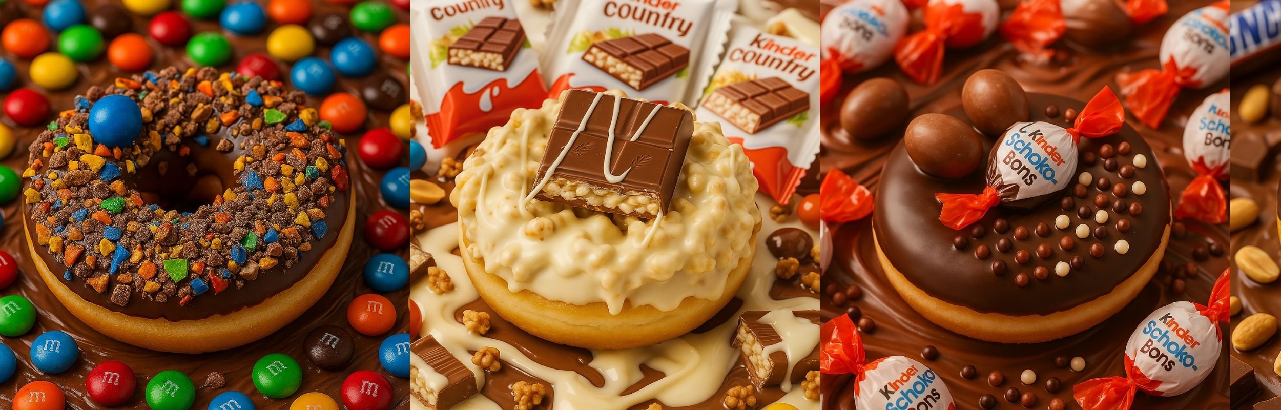 Nutella M&Ms, kinder Country, Schoko-bons, snickers, fourré framboise ou pistache, cosmix donuts le meilleur street food